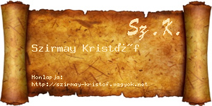 Szirmay Kristóf névjegykártya