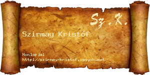 Szirmay Kristóf névjegykártya